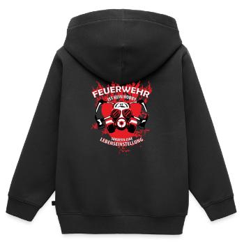 Feuerwehr ist kein Hobby sondern eine Lebensein... - Kinder Premium Organic Zip Hoodie - Schwarz - Hinten - AI Model Kid Male (0cm)