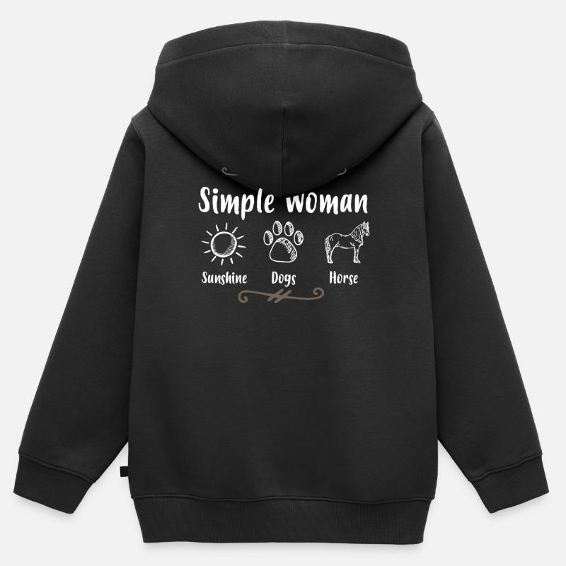 Cavalier Cavalier Chevaux - Sweat Premium à capuche zippé enfant bio - noir