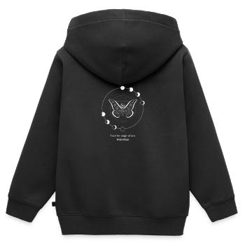 Schmetterling mit Umrandung - Kinder Premium Organic Zip Hoodie - Schwarz - Hinten - AI Model Kid Male (0cm)