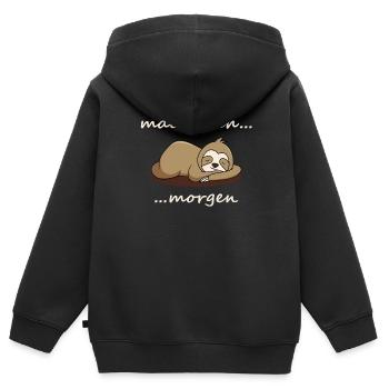 Mache ich morgen Faultier Schlaf Ausruhen Chillen - Kinder Premium Organic Zip Hoodie - Schwarz - Hinten - AI Model Kid Male (0cm)