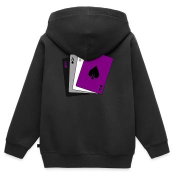 Asexualität LGBTQIA Asexuelle Karten Ich habe ein Ass - Kinder Premium Organic Zip Hoodie - Schwarz - Hinten - AI Model Kid Male (0cm)