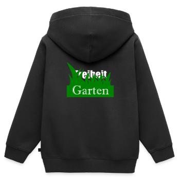 Garten - Kinder Premium Organic Zip Hoodie - Schwarz - Hinten - AI Model Kid Male (0cm)