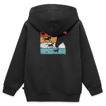 Idée cadeau chevaux à cheval - Sweat Premium à capuche zippé enfant bio - noir - Dos - AI Model Kid Male (0cm)