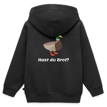 Hast du Brot? - Kinder Premium Organic Zip Hoodie - Schwarz - Hinten - AI Model Kid Male (0cm)