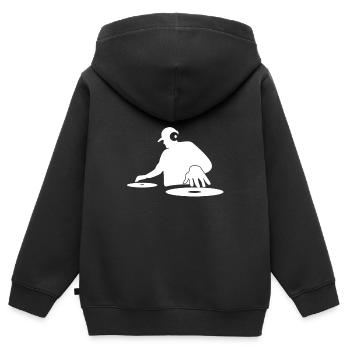 DJ - Kinder Premium Organic Zip Hoodie - Schwarz - Hinten - AI Model Kid Male (0cm)