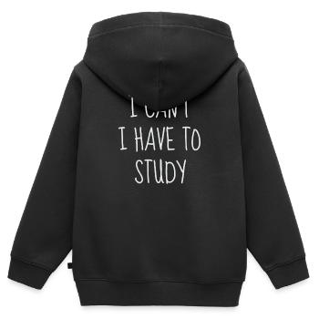Je ne peux pas avoir à étudier - Sweat Premium à capuche zippé enfant bio - noir - Dos - AI Model Kid Male (0cm)
