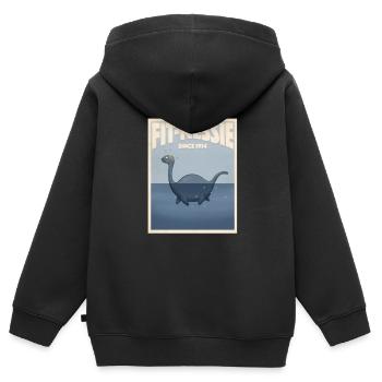 FIT-NESSIE - Kinder Premium Organic Zip Hoodie - Schwarz - Hinten - AI Model Kid Male (0cm)