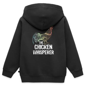 Poulet coq poulets - Sweat Premium à capuche zippé enfant bio - noir - Dos - AI Model Kid Male (0cm)