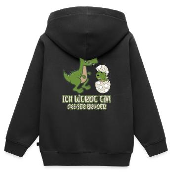 ich werde großer Bruder Dinosaurier - Kinder Premium Organic Zip Hoodie - Schwarz - Hinten - AI Model Kid Male (0cm)