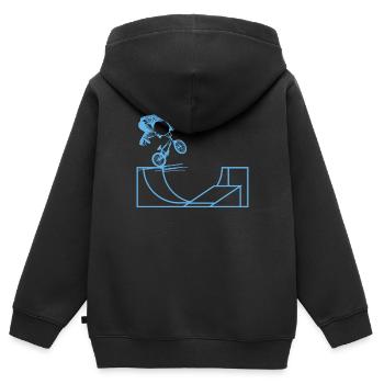 Vélo BMX Freestyle Skatepark - Sweat Premium à capuche zippé enfant bio - noir - Dos - AI Model Kid Male (0cm)