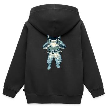 L'astronaute - Sweat Premium à capuche zippé enfant bio - noir - Dos - AI Model Kid Male (0cm)
