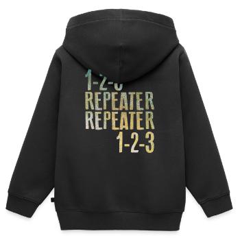 Repeater - Fugazi Paroles - Sweat Premium à capuche zippé enfant bio - noir - Dos - AI Model Kid Male (0cm)