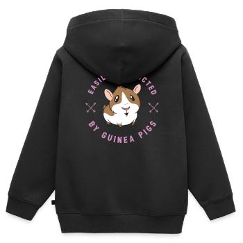 Cochons d'Inde Rosette Cochons d'Inde - Sweat Premium à capuche zippé enfant bio - noir - Dos - AI Model Kid Male (0cm)