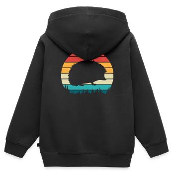 Hérisson - Sweat Premium à capuche zippé enfant bio - noir - Dos - AI Model Kid Male (0cm)
