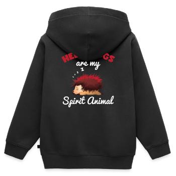 Hérisson - Sweat Premium à capuche zippé enfant bio - noir - Dos - AI Model Kid Male (0cm)