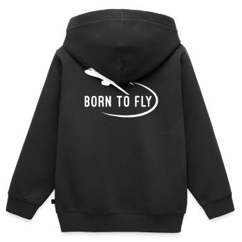 Geboren, um Flugzeugpilot Flugschule zu fliegen - Kinder Premium Organic Zip Hoodie - Schwarz - Hinten - AI Model Kid Male (0cm)