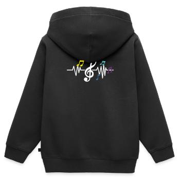 Musikalisches Herz mit Musiknoten Valentinstag Geschenk - Kinder Premium Organic Zip Hoodie - Schwarz - Hinten - AI Model Kid Male (0cm)