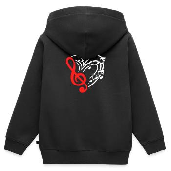 Musikalisches Herz mit Musiknoten Valentinstag Geschenk - Kinder Premium Organic Zip Hoodie - Schwarz - Hinten - AI Model Kid Male (0cm)