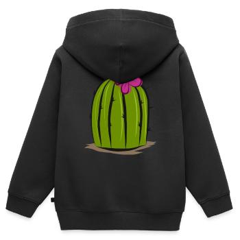 Kaktus, Kakteen Illustration - Kinder Premium Organic Zip Hoodie - Schwarz - Hinten - AI Model Kid Male (0cm)