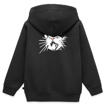 Angry Cat Conception artistique pour les amoureux des chats - Sweat Premium à capuche zippé enfant bio - noir - Dos - AI Model Kid Male (0cm)
