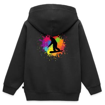 Snowboard Freestyle Snowboarder Snowboarding - Sweat Premium à capuche zippé enfant bio - noir - Dos - AI Model Kid Male (0cm)