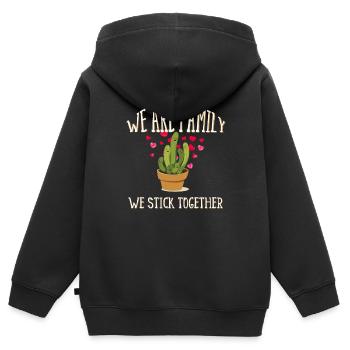 we are family, we stick together - Sweat Premium à capuche zippé enfant bio - noir - Dos - AI Model Kid Male (0cm)