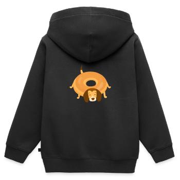 Chien donut - Sweat Premium à capuche zippé enfant bio - noir - Dos - AI Model Kid Male (0cm)