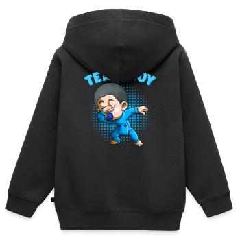 Team Boy lustige Geschlecht offenbaren Party Dabbing schwarz B - Kinder Premium Organic Zip Hoodie - Schwarz - Hinten - AI Model Kid Male (0cm)