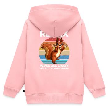 Se détendre! We’re All Crazy Vintage Squirrels Funny Squ - Sweat Premium à capuche zippé enfant bio - rose - Dos - AI Model Kid Female (0cm)