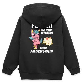 lustiges einhorn furz - Kinder Premium Organic Zip Hoodie - Schwarz - Hinten - AI Model Kid Male (0cm)