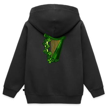 Harpe irlandaise drôle de cadeaux de la Saint-Patrick pour harpe p - Sweat Premium à capuche zippé enfant bio - noir - Dos - AI Model Kid Male (0cm)