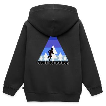 Trail running Berglauf Ultra Runner Shirt - Kinder Premium Organic Zip Hoodie - Schwarz - Hinten - AI Model Kid Male (0cm)