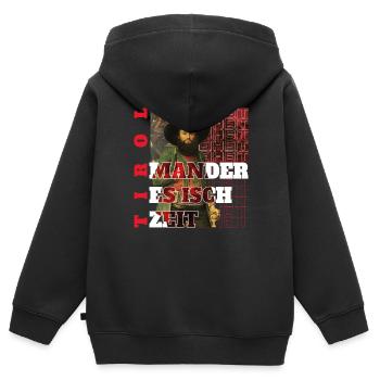 Mander es isch Zeit Andreas Hofer Tirol - Kinder Premium Organic Zip Hoodie - Schwarz - Hinten - AI Model Kid Male (0cm)