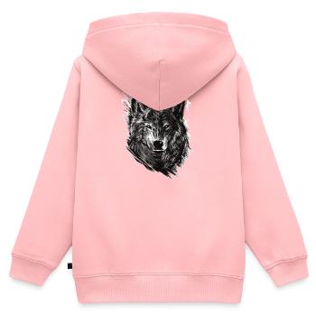 wilder Wolf - Kinder Premium Organic Zip Hoodie - Rosa - Hinten - AI Model Kid Female (0cm)