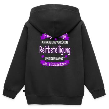 Finger weg! verrückte Reitbeteiligung keine Angst - Kinder Premium Organic Zip Hoodie - Schwarz - Hinten - AI Model Kid Male (0cm)
