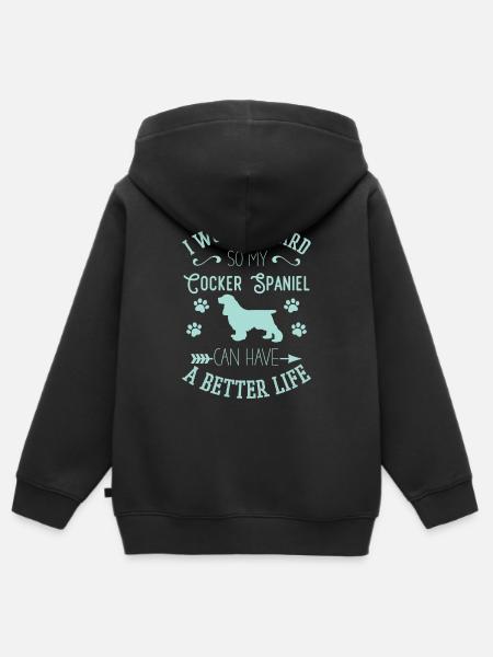 Cocker Spaniel - Kinder Premium Organic Zip Hoodie - Schwarz