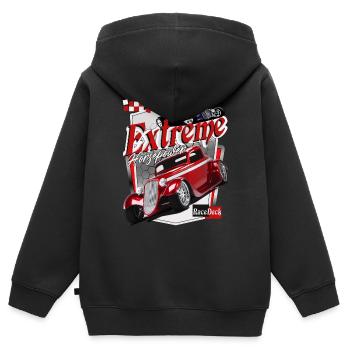 Classic Car Extreme Pferdestärken - Kinder Premium Organic Zip Hoodie - Schwarz - Hinten - AI Model Kid Male (0cm)