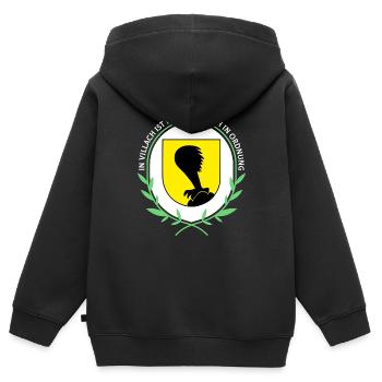 In Villach ist die Welt noch in Ordnung - Kinder Premium Organic Zip Hoodie - Schwarz - Hinten - AI Model Kid Male (0cm)