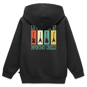 Guitare Guitar guitar guitar guitar player band drôle - Sweat Premium à capuche zippé enfant bio - noir - Dos - AI Model Kid Male (0cm)