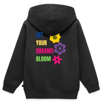 let your dreams bloom - Kinder Premium Organic Zip Hoodie - Schwarz - Hinten - AI Model Kid Male (0cm)