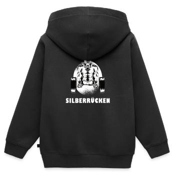 Silberrücken | Gorilla - Kinder Premium Organic Zip Hoodie - Schwarz - Hinten - AI Model Kid Male (0cm)
