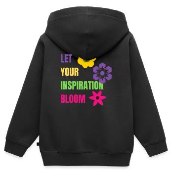 Let your Inspiration Bloom - Kinder Premium Organic Zip Hoodie - Schwarz - Hinten - AI Model Kid Male (0cm)