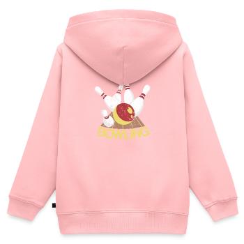 Bowling - Kinder Premium Organic Zip Hoodie - Rosa - Hinten - AI Model Kid Female (0cm)