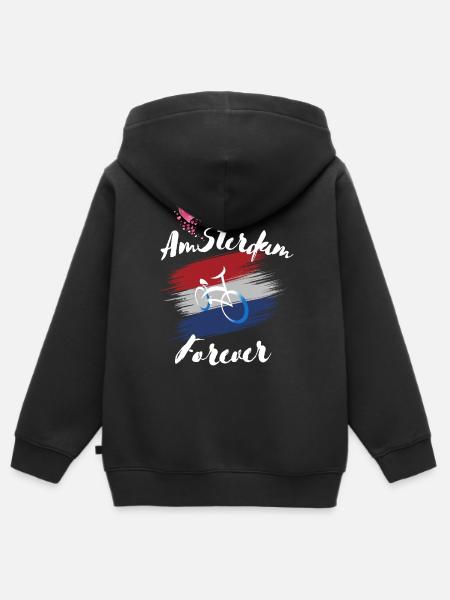 Amsterdam Forever - Kinder Premium Organic Zip Hoodie - Schwarz