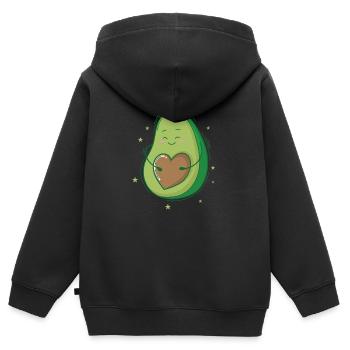 Avocado mit Herz als Kern - Kinder Premium Organic Zip Hoodie - Schwarz - Hinten - AI Model Kid Male (0cm)