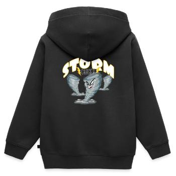 Angry Tornado Storm Chaser - Kinder Premium Organic Zip Hoodie - Schwarz - Hinten - AI Model Kid Male (0cm)