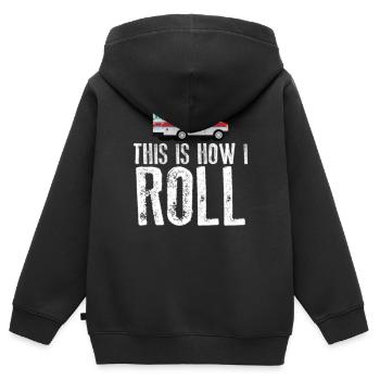So rolle ich Ambulanz - Kinder Premium Organic Zip Hoodie - Schwarz - Hinten - AI Model Kid Male (0cm)