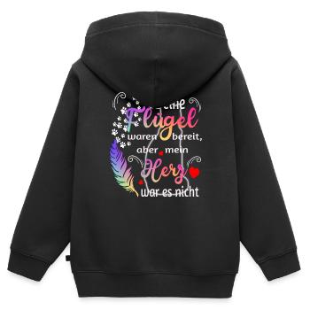 Your wings were ready my heart it was not - Kids Premium Organic Zip-up Hoodie - black - Back - AI Model Kid Male (0cm)