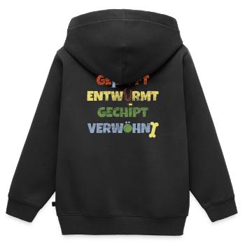 geimpft entwurmt gechipt verwöhnt Vierbeiner Liebe - Kinder Premium Organic Zip Hoodie - Schwarz - Hinten - AI Model Kid Male (0cm)