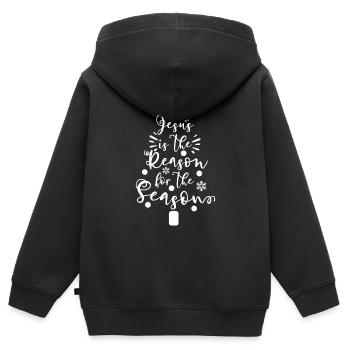 Jesus ist der Grund für die Jahreszeit - Kinder Premium Organic Zip Hoodie - Schwarz - Hinten - AI Model Kid Male (0cm)
